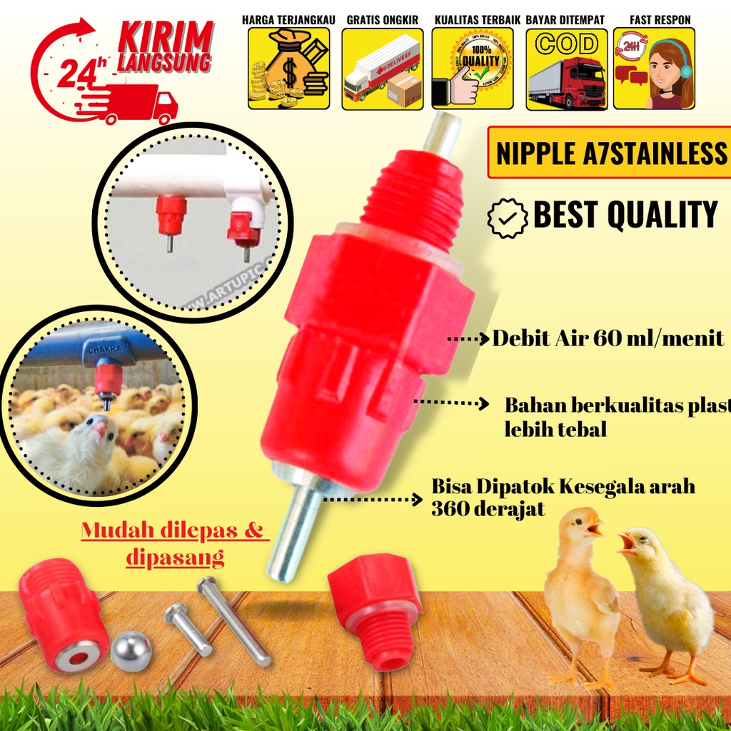 Alat minum nipple drinker ayam NIPPLE A7 Merah AG ZONE