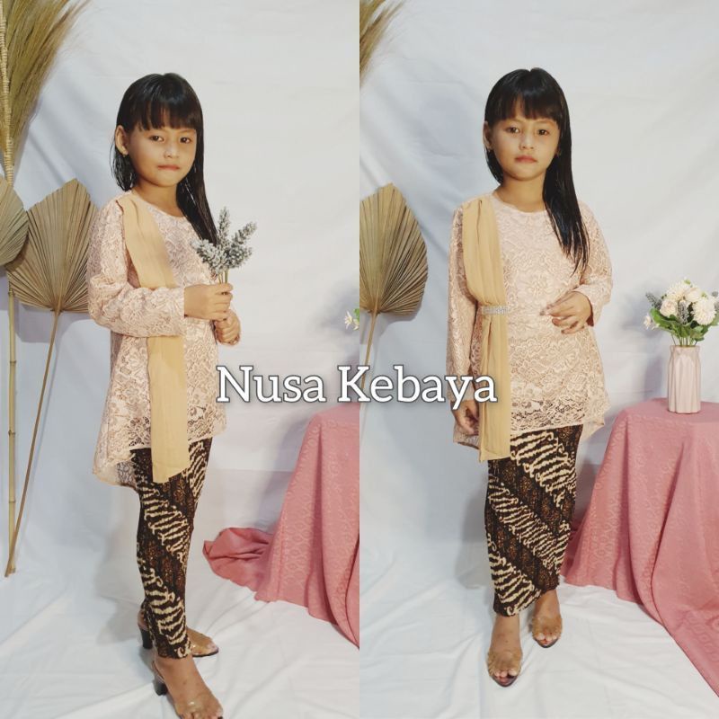 Kebaya Brokat Anak Selendang Perempuan/Kebaya Kartinian 3-12 Tahun