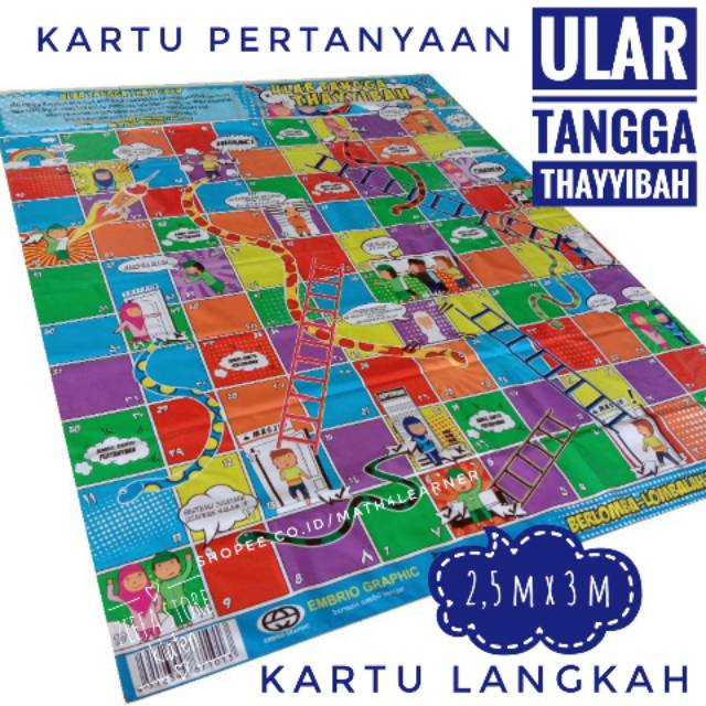 [2,5 m x 3 m] Ular Tangga Raksasa Thayyibah Papan Permainan Karpet Jumbo Mainan Edukatif Anak Sholeh