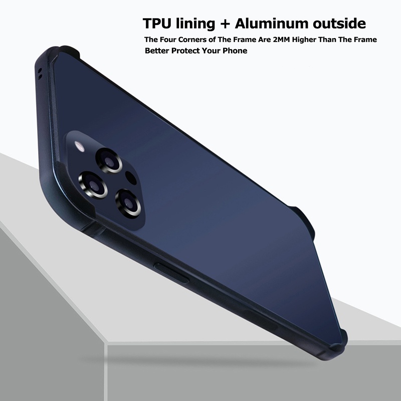 Case Pelindung Bumper Bahan Metal Aluminum Silikon Tahan Banting Untuk iPhone 12 13 Pro Max Mini iPhone 12 13