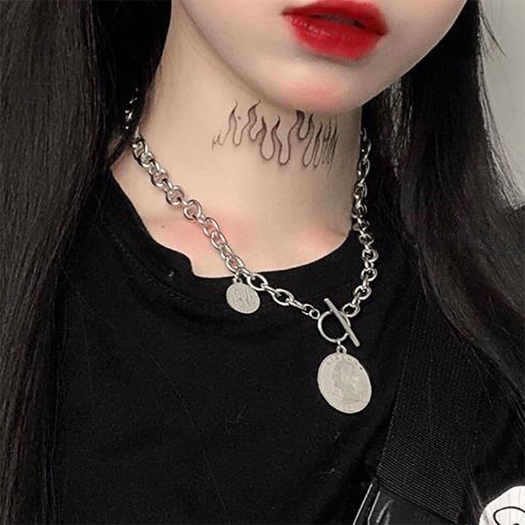 PL rantai ornament hip hop In malas kasual serbaguna pria dan wanita baja titanium kalung koin sweat