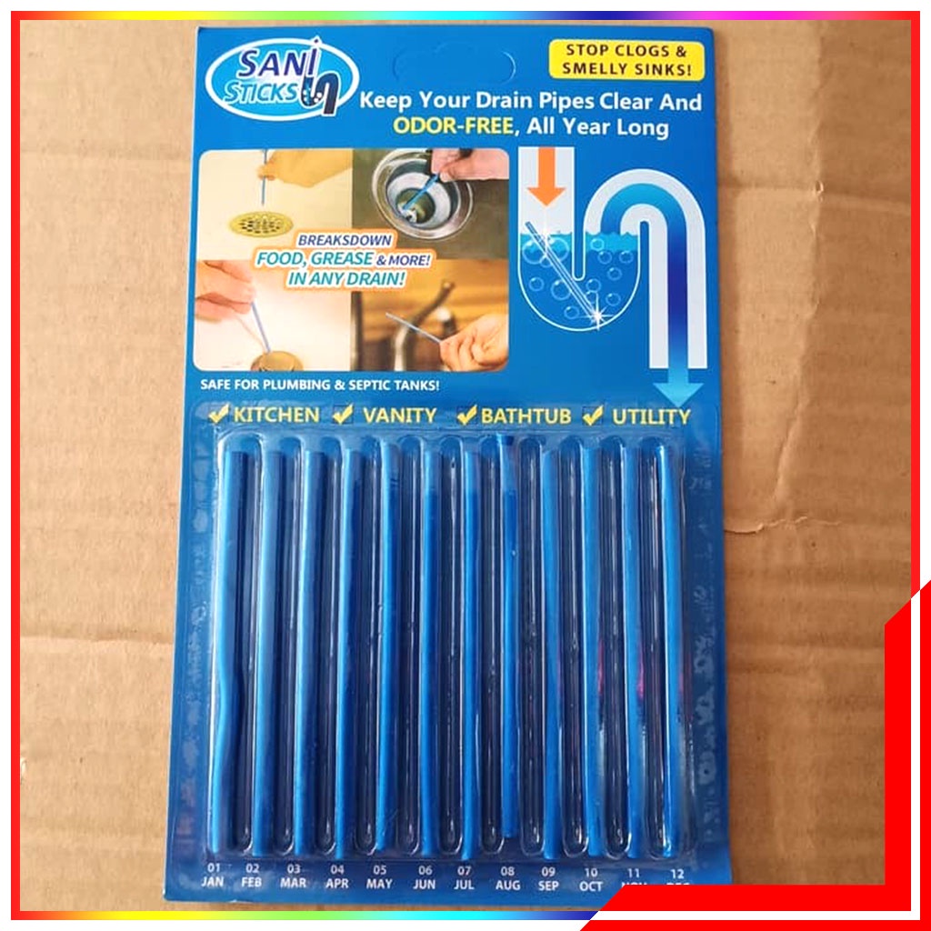 Sani Stick Drain Solusi Membersihkan Saluran Air Yang Tersumbat - Pembersih Pewangi Wastafel Saluran Air Mampet - Biru