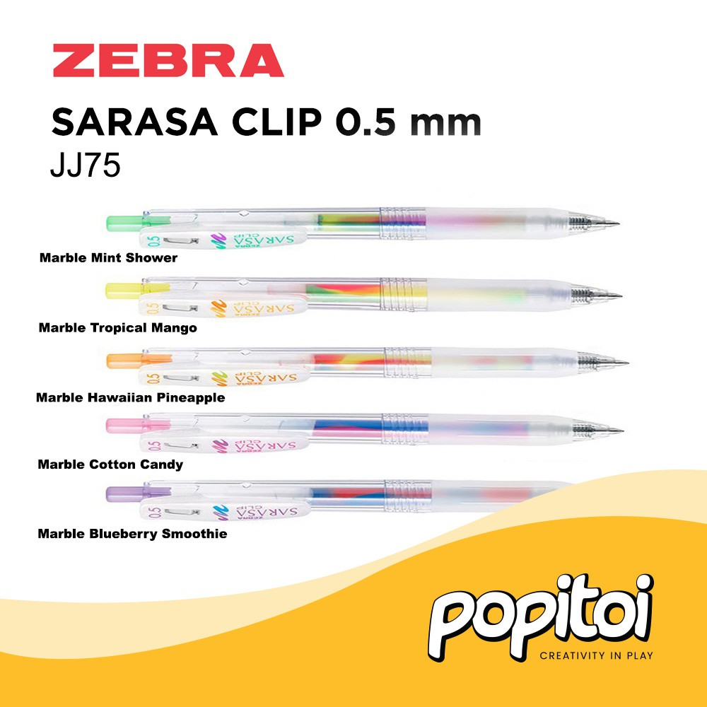 

ZEBRA SARASA CLIP JJ75 Gel Pen 0.5 mm Marble Series Pulpen Rainbow