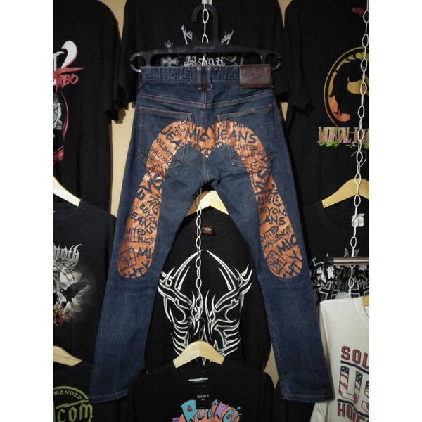 Celana Evisu second evisu big logo slim straight