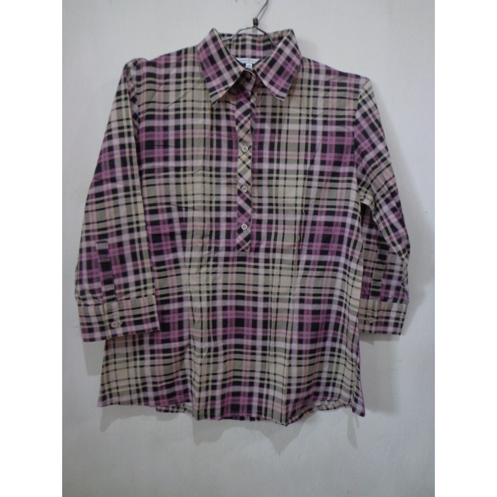 KEMEJA KOTAK UNGU DONNA VALINO zara stradivarius berskha executive pullnbear uniqlo f21 hnm hush