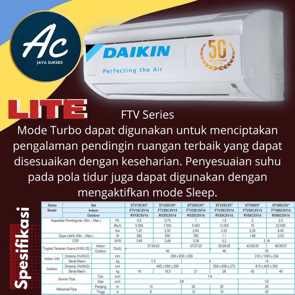 AC DAIKIN 2.5 PK Malaysia FTV 60 CXV