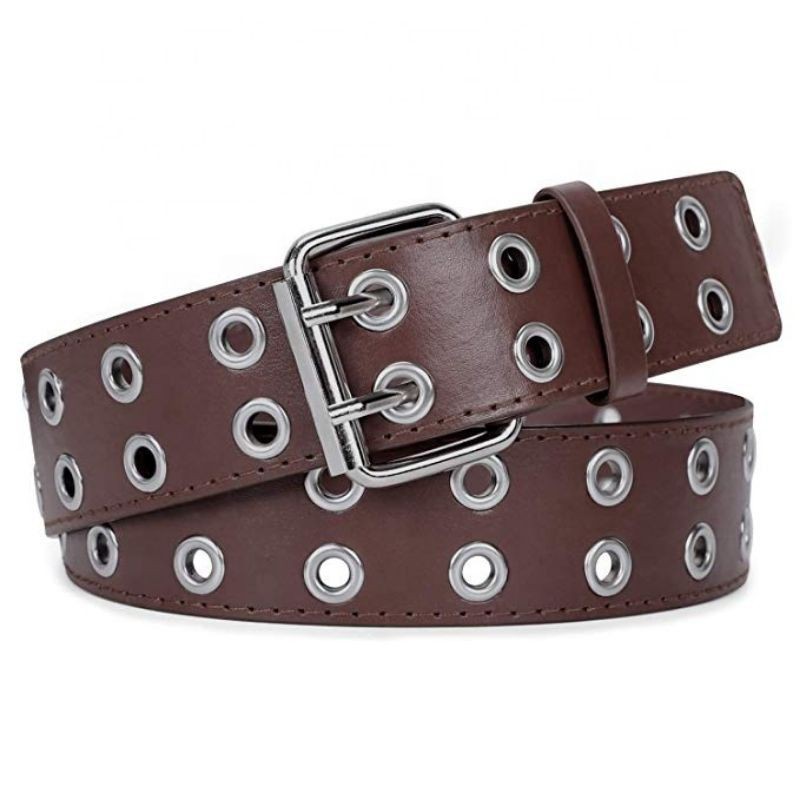 ikat pinggang fashion double eyelets high quality PU leather