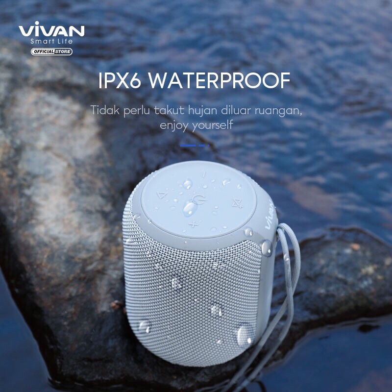 VIVAN Bluetooth Speaker Surround Sound 360° Waterproof IPX6 Hi-Fi TWS Micro SD AUX VS12 VS 12