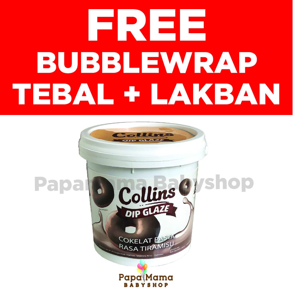 Collins Dip Glaze 1kg Strawberry, Tiramisu, Cappucino, Green Tea, Cheese, Chocolate - Selai Topping Donat Bolu Kue Coolins Colins
