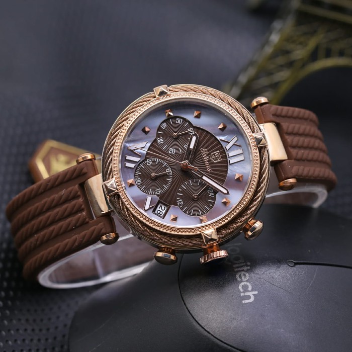 Jam Tangan Wanita / Cewek Tetonis Original Rubber Brown Rose