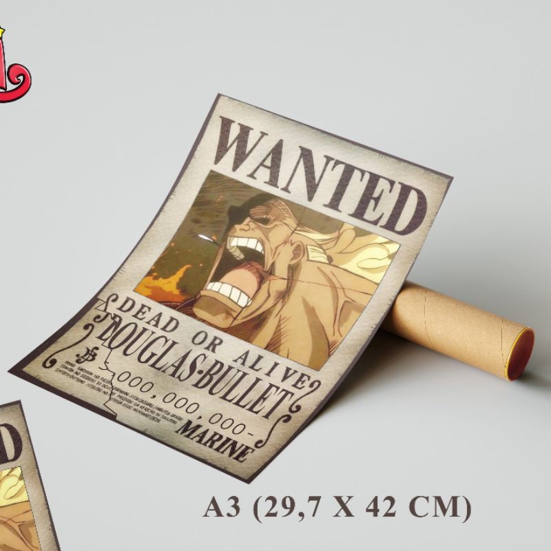 Douglas Bullet Wanted Poster Wanted One Piece-A3 (29,7 × 42 cm)