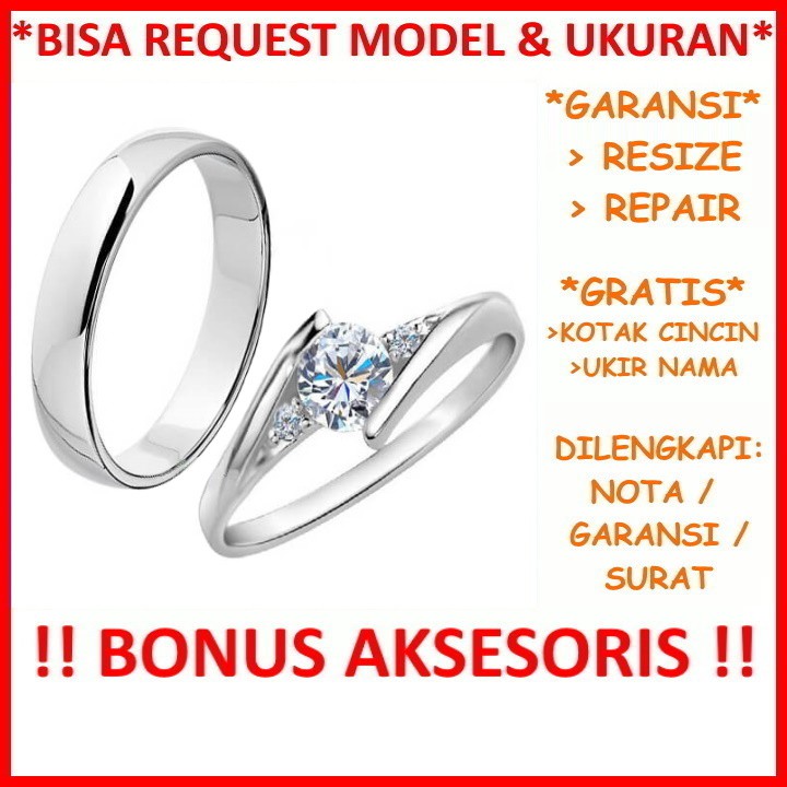 Gratis Ukir Nama Garansi Silver Asli Bisa Pesan Model Cincin Kawin Couple Perak Tunangan Nikah Id526