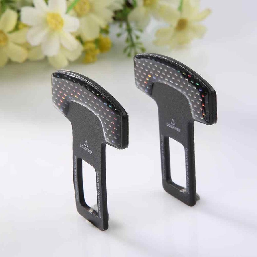 2 Pcs Seat Belt Carbon Buckle Buzzer Colokan Safety Stop Alarm