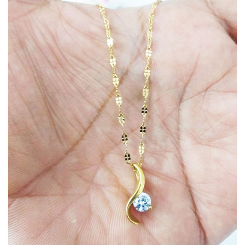 kalung titanium liontin mata gold 001