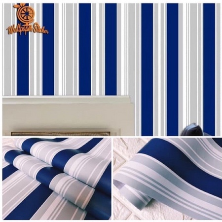 Wallpaper Dinding Salur Navy 1 roll