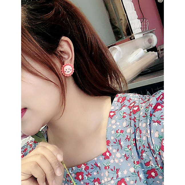 LRC Anting Tusuk Fashion Needle Sunflower Color Cartoon Flower Earrings F6206X