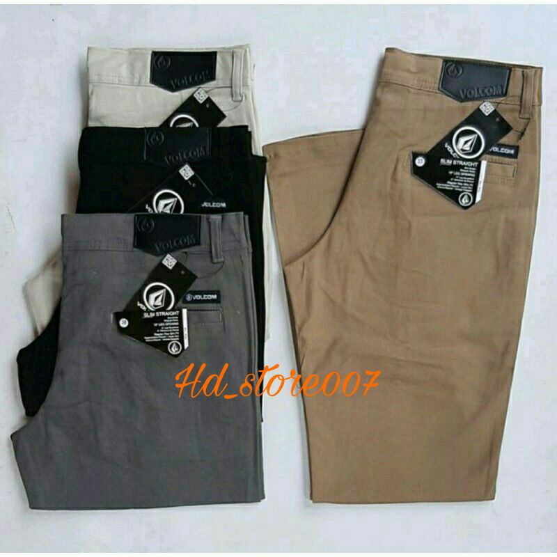 CELANA CHINO PANJANG Pria  Slimfit KERJAHARIAN Santai Casual Formal Hitam Abu Cream Mocca Size 27-38