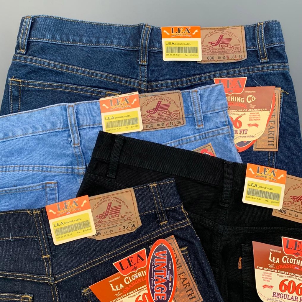 Celana Jeans Pria LEA 606 Grade Original Standart Reguler Model Panjang 28 sampai 38 Denim Distro