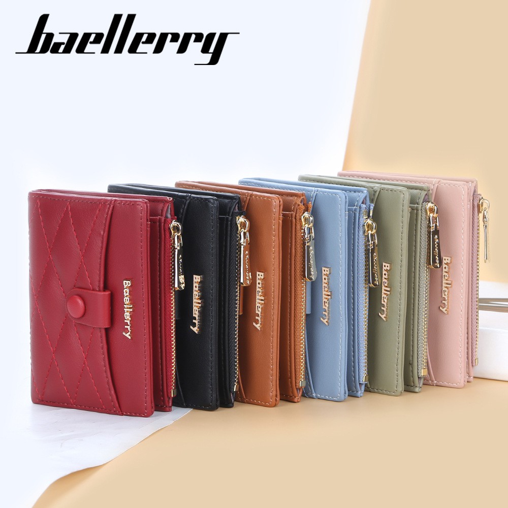 BAELLERRY N5020 Dompet Wanita Kecil Dompet Pendek Lipat Dompet Kartu Wanita Bahan Kulit PU Leather Premium WATCHKITE WKOS