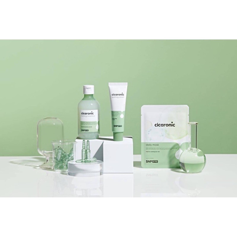 SNP PREP CICARONIC TONING ESSENCE / CLEANSING FOAM / SOOTHING CREAM / SOS AMPOULE / SHEET MASK