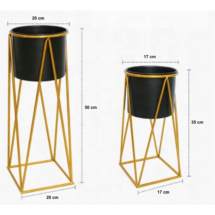 Standing Pot - Standing Pot Bunga - Emas, Besar