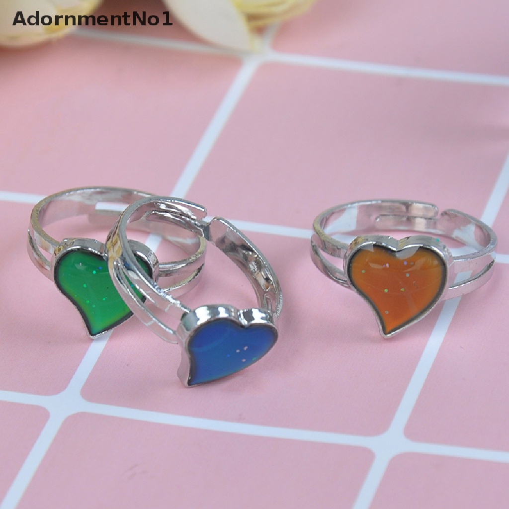 (AdornmentNo1) Cincin Mood ring Adjustable Berubah Warna Sesuai Suhu Bentuk Hati