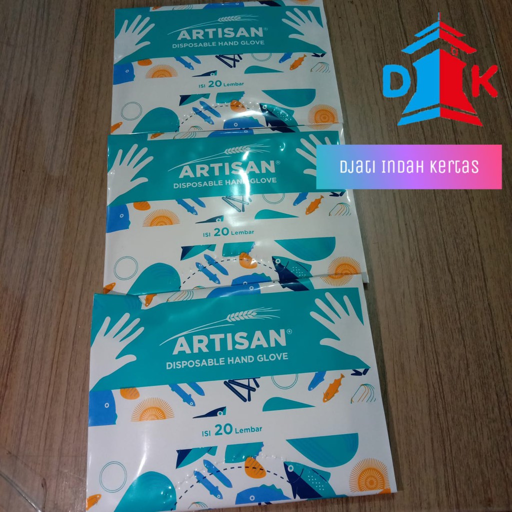 TERBAIK!!! [ SARUNG TANGAN PLASTIK ] ARTISAN STERIL SEKALI PAKAI 1 PACK ISI 20 lembar/pack