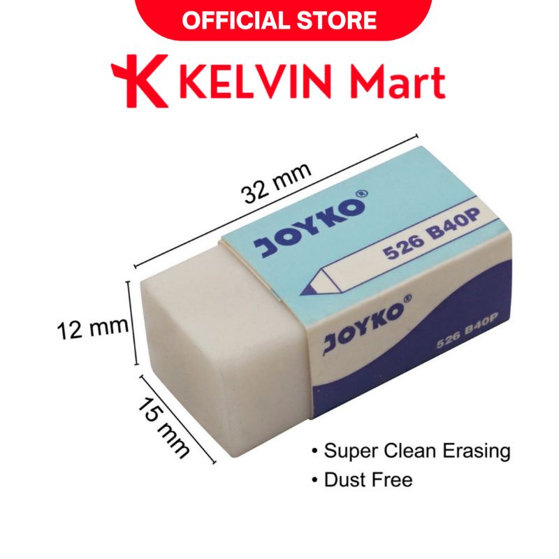 

Eraser / Penghapus Joyko 526-B40P Putih | KELVIN Mart