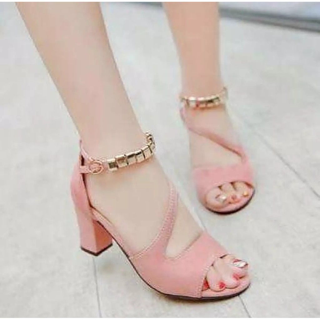 Arlaine - Mary jane Sandal Heels Wanita Gelang mas