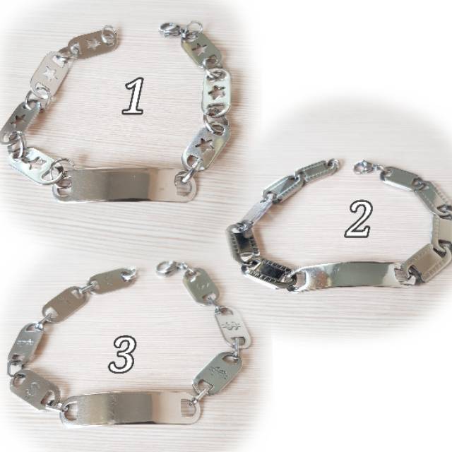 Gelang fashion import Titanium Silver / gelang pria dan wanita / gelang titanium antikarat