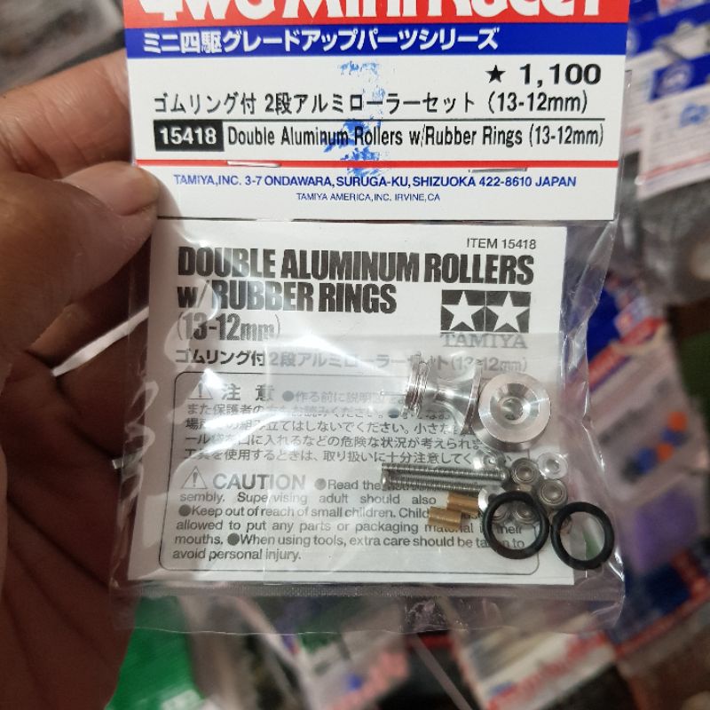 TAMIYA 15418 DOUBEL ALUMUNIUM ROLLER W/RUBBER RINGS (13-12)