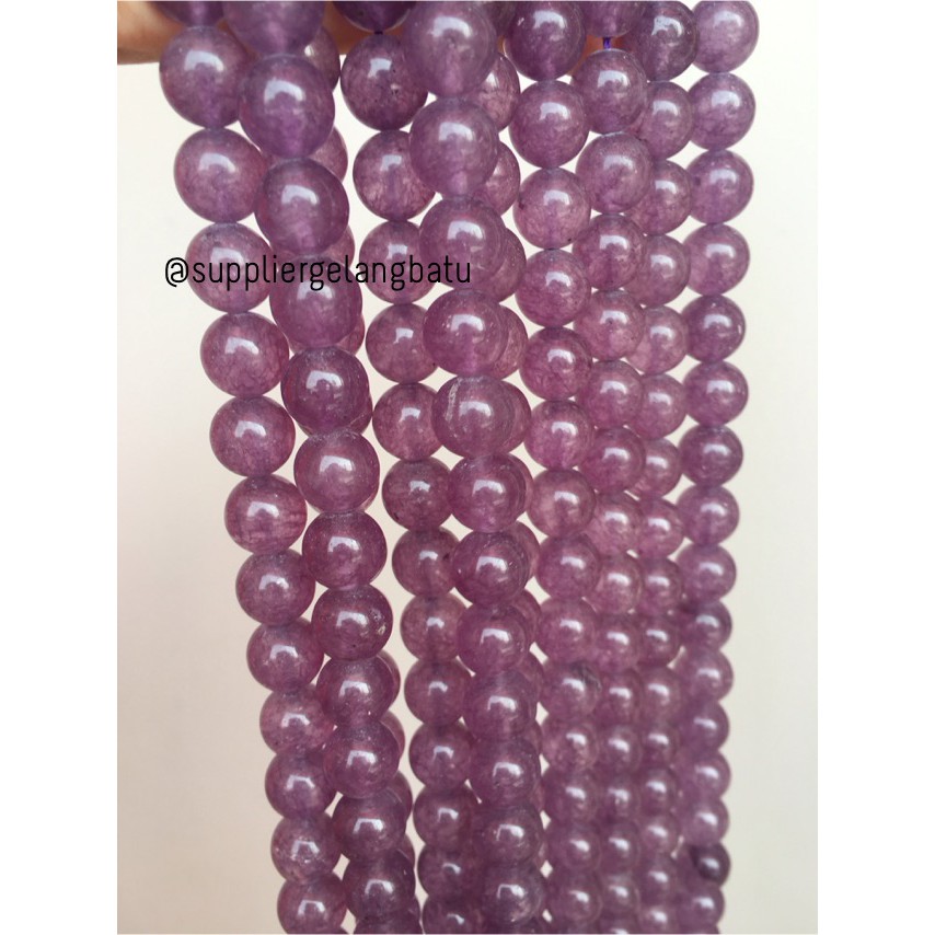 batu agate 10mm ungu bening clear purple cubung aksesoris fashion ol grosir kerajinan bahan craft