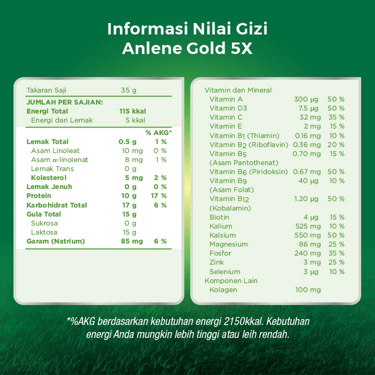 Anlene Gold 5X Susu Bubuk Dewasa Original 240g - Nutrisi Tinggi Kalsium Untuk Tulang, Sendi, dan Otot