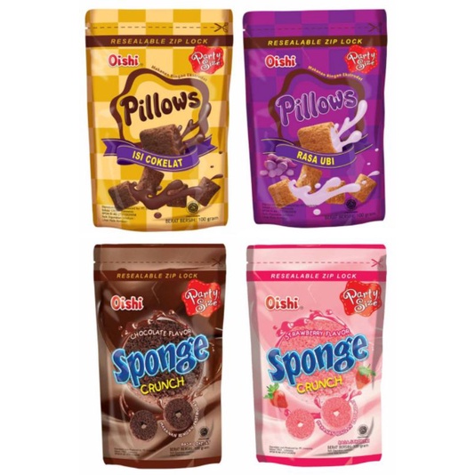 

Oishi snack Spoge crunch Pillows bantal Cokelat Strawberry ubi