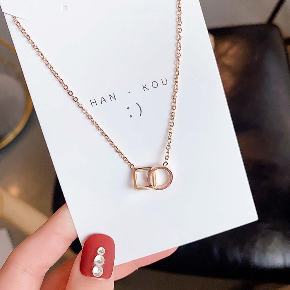 Agustina Kalung Trendi Sederhana Cincin Geometris Koean Persegi Perhiasan Fashion