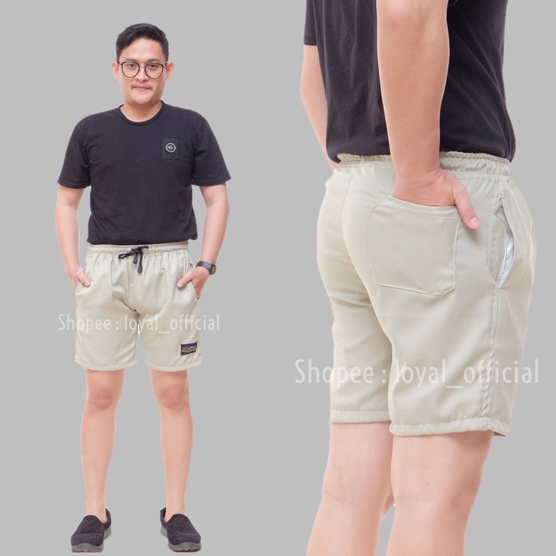Loyal Celana Pendek Pria Cowok Dewasa Katun Premium M L XL-Khaki