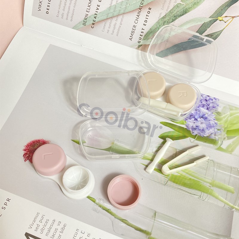 COOLBAR Travel Kit Mini Cute Warna Pastel Kotak Softlens Transparan / Tempat Soflens Case Transparant Softlen + Capitan + Tongkat/BB Tempat Softlens