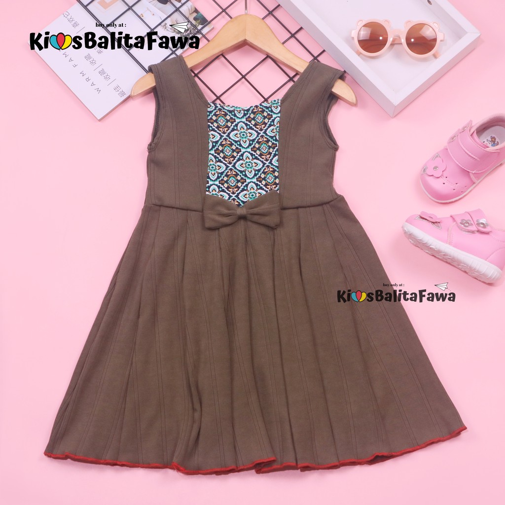 Dress Riani uk 3-4 Tahun / Dres Yukensi Anak Perempuan Baju Tanktop Pakaian Plisket Gaun Import