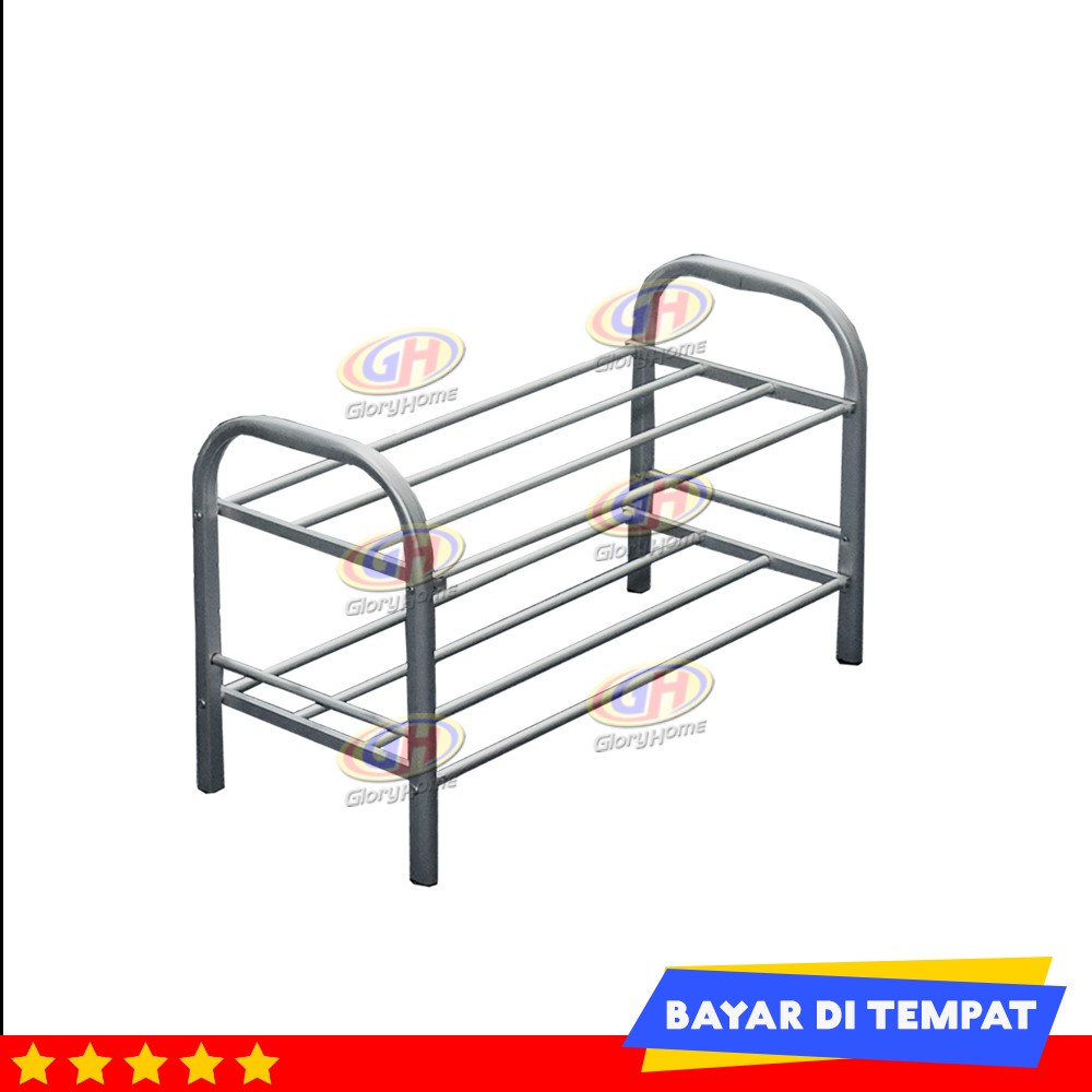 Glory Home Rak  Sepatu  Sendal Aluminium  Bundar 2 Susun  3 