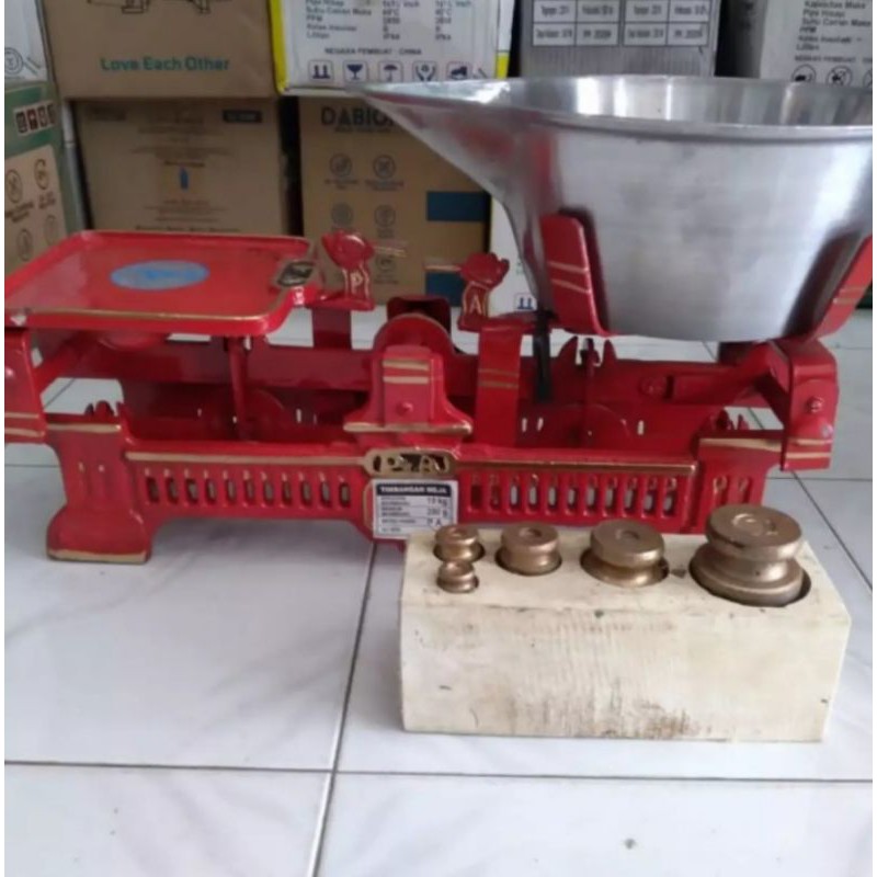 Timbangan duduk bebek  batu 10kg+Set anak baru