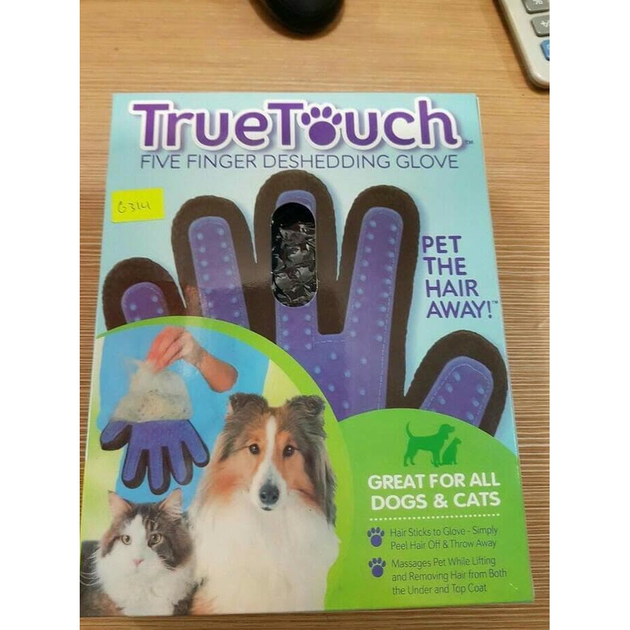 True Touch Pet Glove / Sarung Tangan Sikat Grooming Kucing Anjing / Sisir Bulu Kucing Anjing