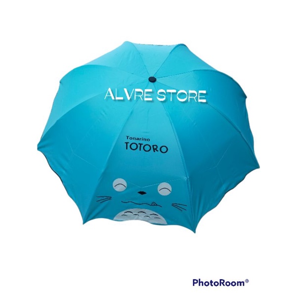 Payung Lipat Motif Totoro Lucu NF414H Nagoya Lapisan Hitam Anti UV - Payung Lipat Lucu Kekinian