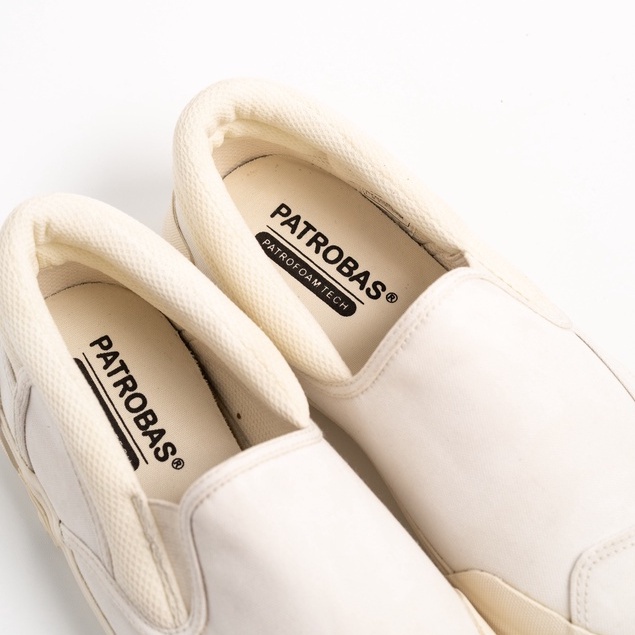 Patrobas Cloud Slip On Off White Original Sepatu Slip On Full White Patrobas