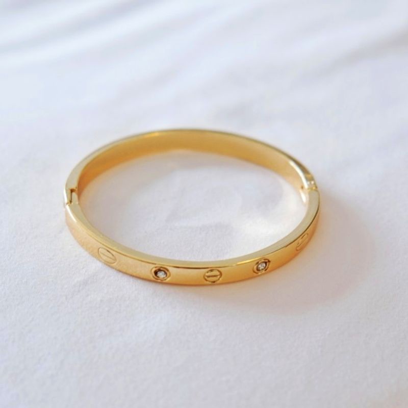 Gelang Bangle Turki | Merek Jack Ferrero | Gold-Plated Batu Zirkon