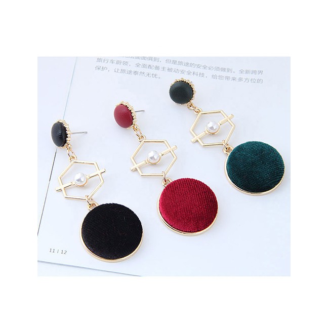 LRC Anting Tusuk Vintage Red Hollow Out Decorated Earrings A51629