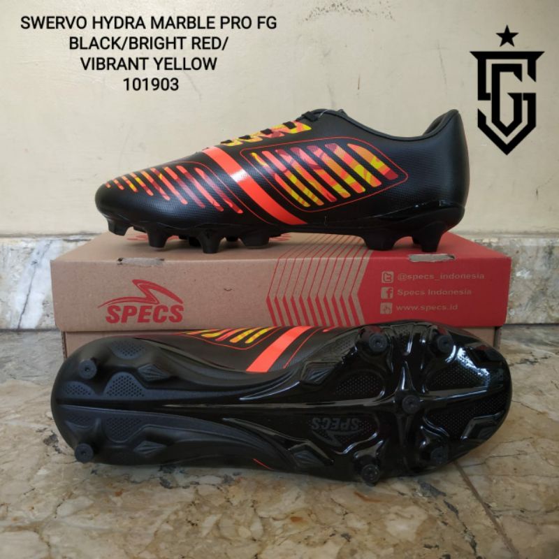 Sepatu Sepak Bola Specs Swervo Hydra Marble Pro FG Black Bright Red [ 101903 ]