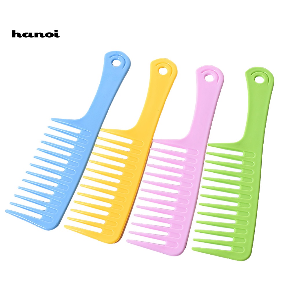 Han_ 2Pcs / Set Sisir Gigi Lebar Anti Kusut Untuk Rambut Lurus / Keriting / Gelombang