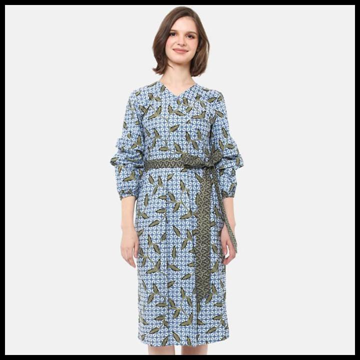 Anakara Dress Batik Wanita- Puffy Dress Pauline- Biru - Biru Muda, S