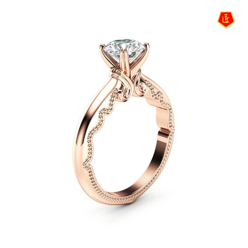 [Ready Stock]14K Rose Gold Luxury Creative Diamond-Studded Ring