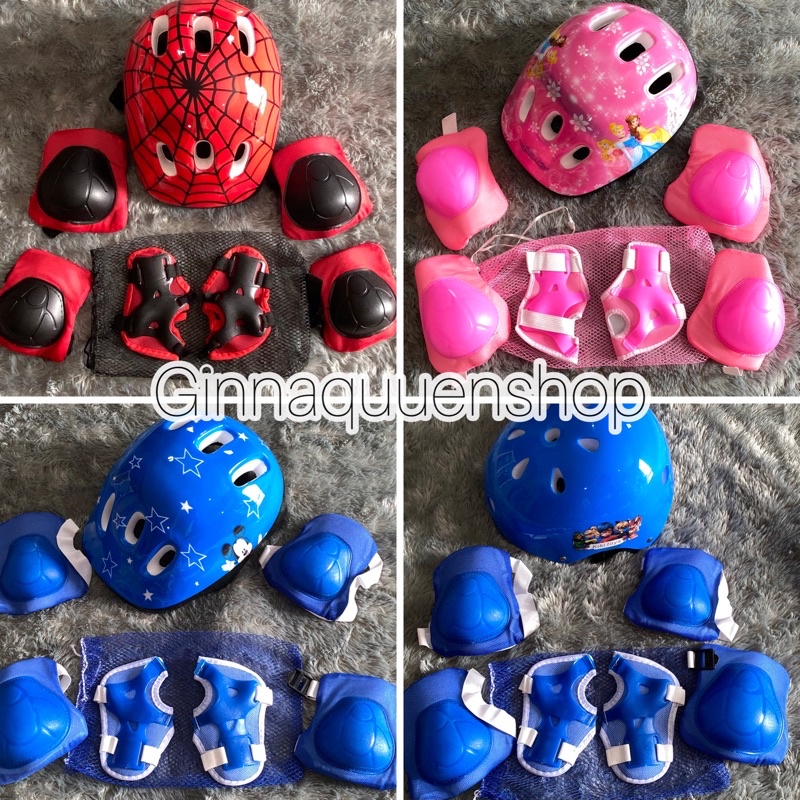 TERBARU MURAH ! Paket Helm + Deker anak gambar Panda / Paket safety Helm dan Deker anak motif Panda Lucu